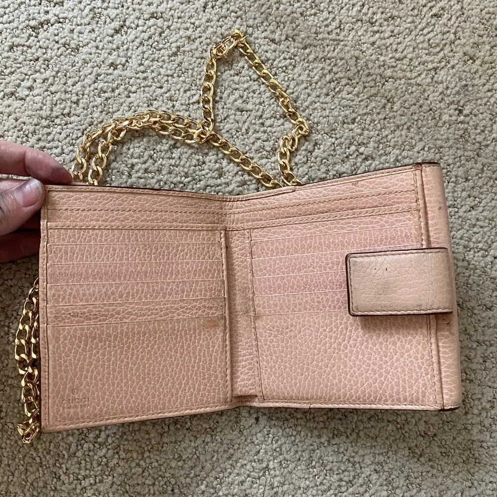 Gucci Marmont French flap bifold wallet on chain pink gold - Picture 5 of 7